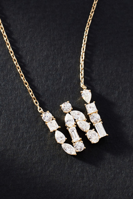 By Anthropologie Yellow Gold Diamond Monogram Necklace In Multicolor