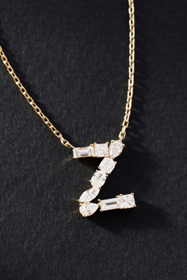 By Anthropologie Yellow Gold Diamond Monogram Necklace In Multicolor