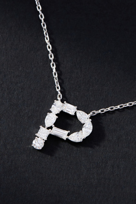 By Anthropologie White Gold Diamond Monogram Necklace In Multicolor