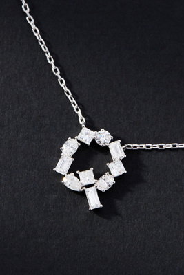 By Anthropologie White Gold Diamond Monogram Necklace In Multicolor