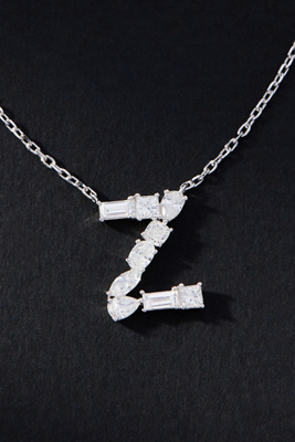 By Anthropologie White Gold Diamond Monogram Necklace In Multicolor