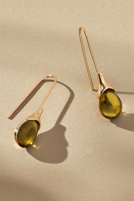 By Anthropologie Stone Droplet Earrings In Gold