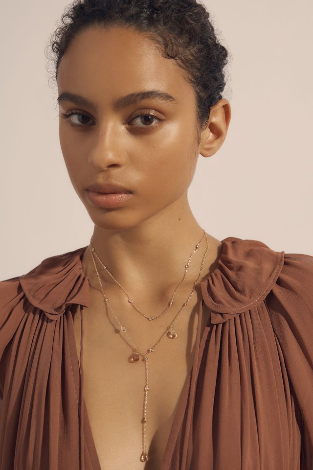 Sunset Stone Layered Lariat Necklace #3