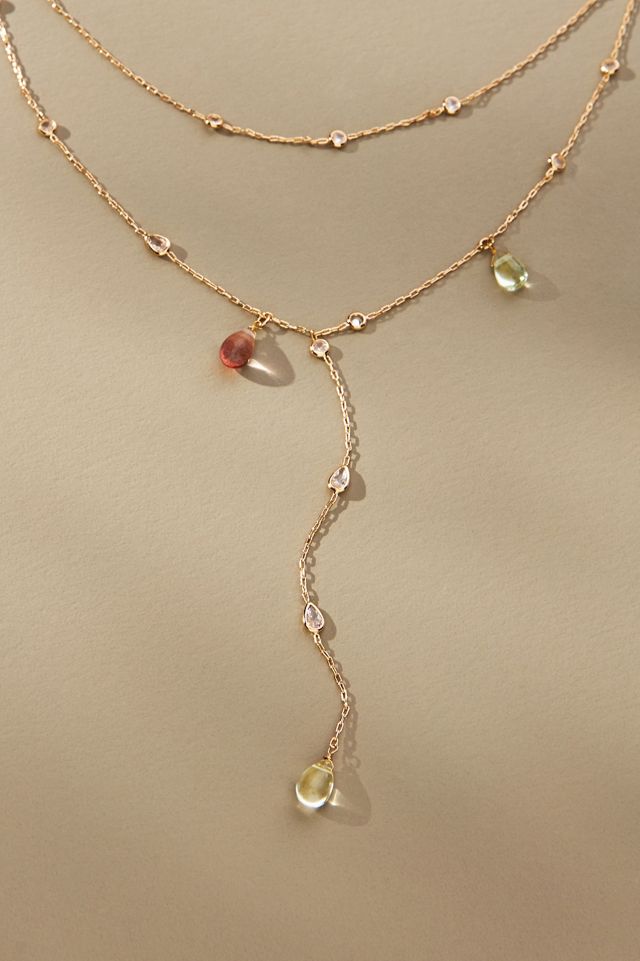 Sunset Stone Layered Lariat Necklace #2