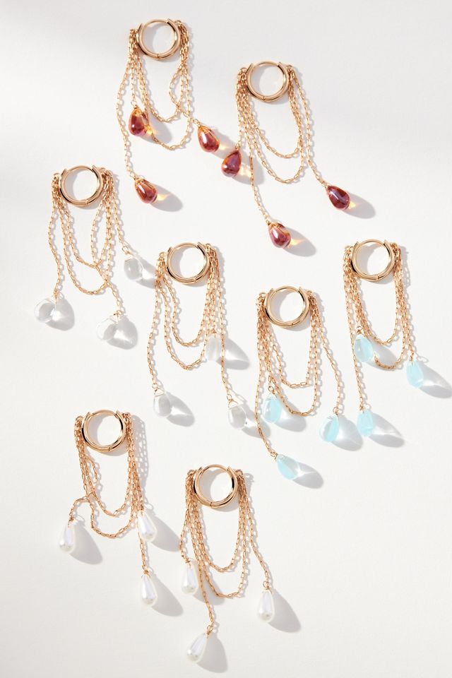 Stone Looped Huggie Hoop Earrings #1