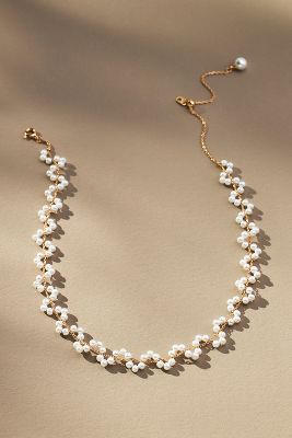 By Anthropologie Pearl Zigzag Choker Necklace In Gold