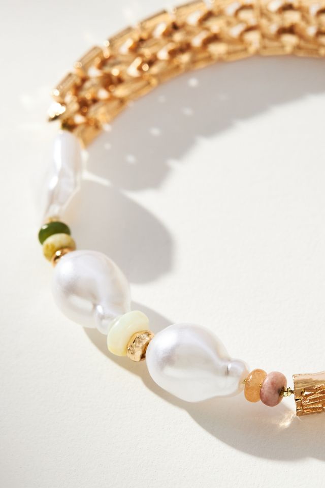 Triple Pearl Watchband Bracelet #1