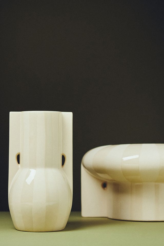 Tonal Striped Ceramic Vase #2