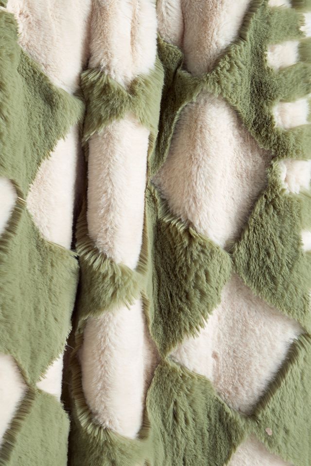 Checkered Sculpted Faux-Fur Throw #2