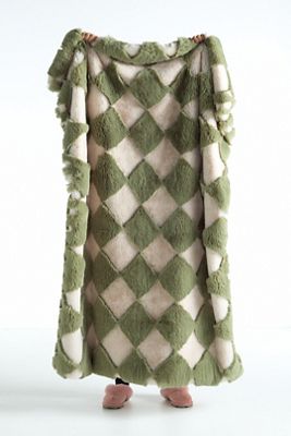 Chella Checkered Faux-Fur Throw Blanket