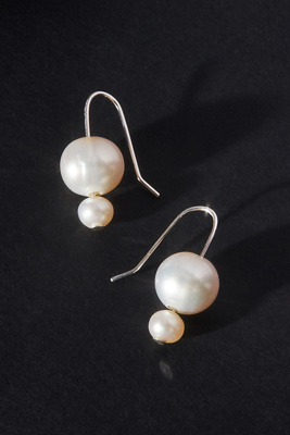 MASLO DOUBLE ORB PEARL EARRINGS 