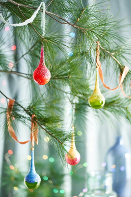 Terrain Glitter Droplet Glass Ornament