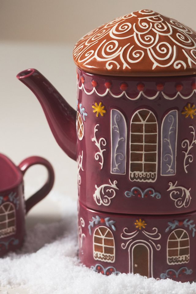 Gingerbread House Ceramic Stoneware Tea for 2 #1