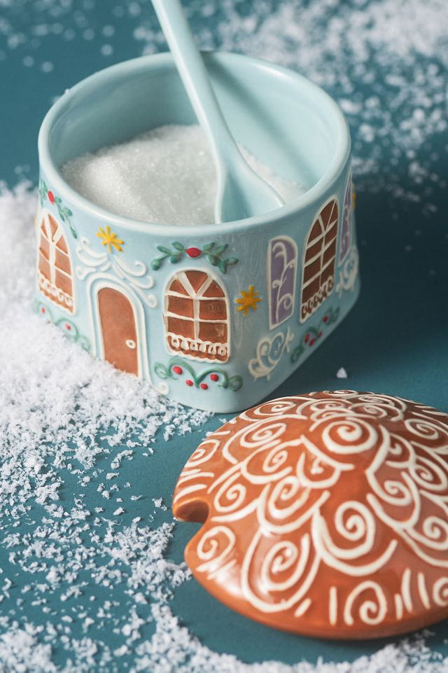 Gingerbread House Ceramic Stoneware Sugar Pot #2