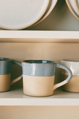 Glazed Garage Pier Stoneware, Set of 2, Mugs