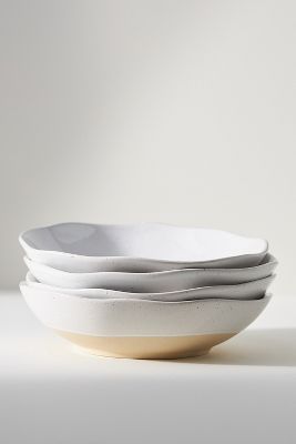 GLAZED GARAGE LOW TIDE STONEWARE, SET OF 4 LOW BOWLS 