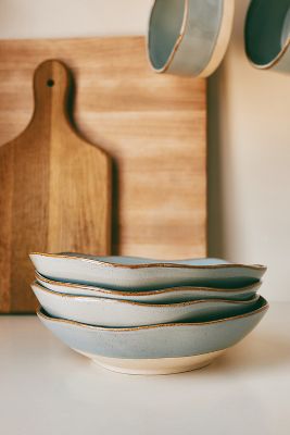 GLAZED GARAGE LOW TIDE STONEWARE, SET OF 4 LOW BOWLS 