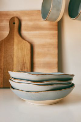 Glazed Garage Low Tide Stoneware, Set of 4 Low Bowls