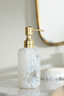 Anthropologie Bryn Glass Soap Dispenser In White