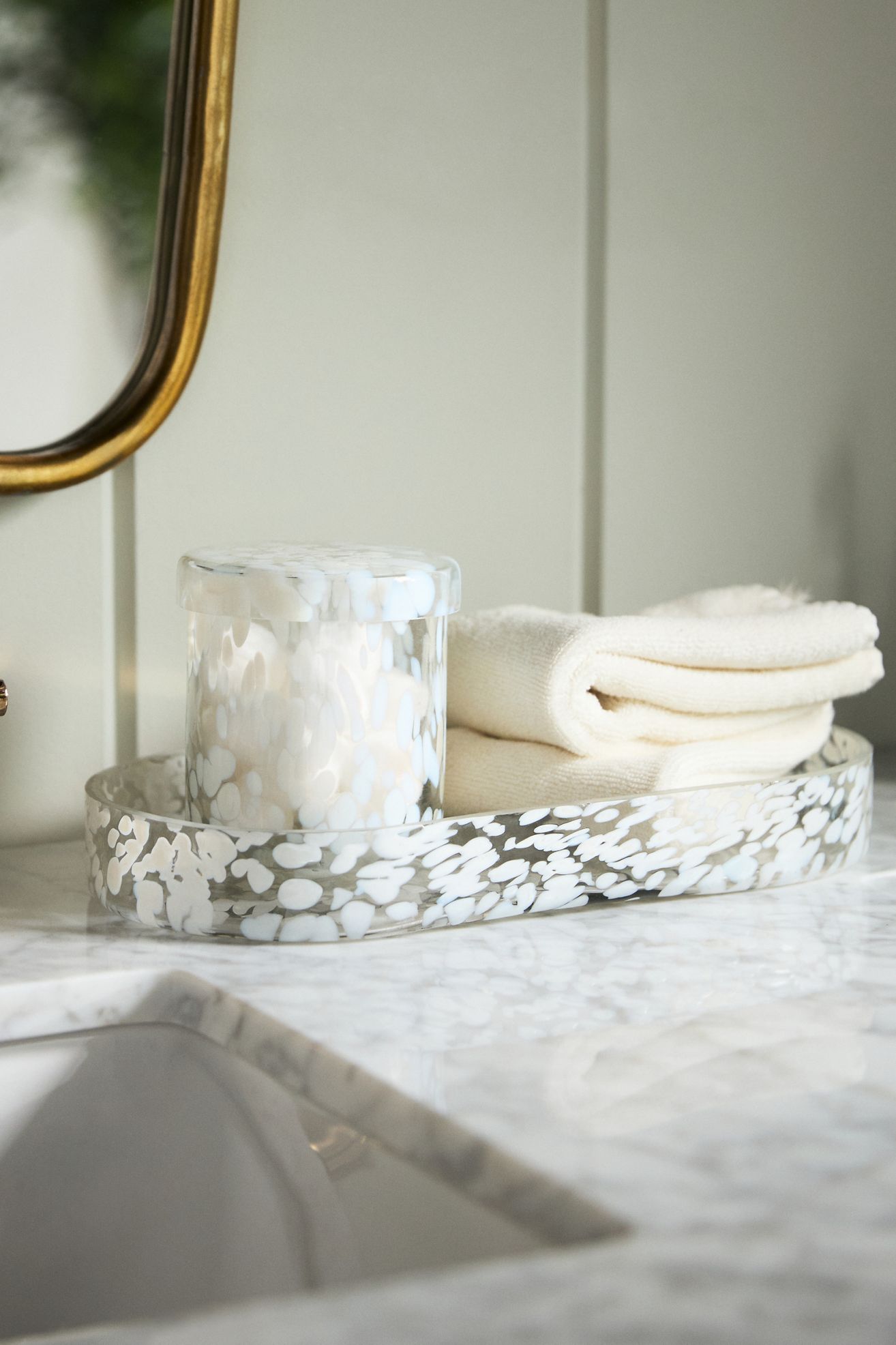 Bryn Glass Bath Tray - White, Standard, One Size