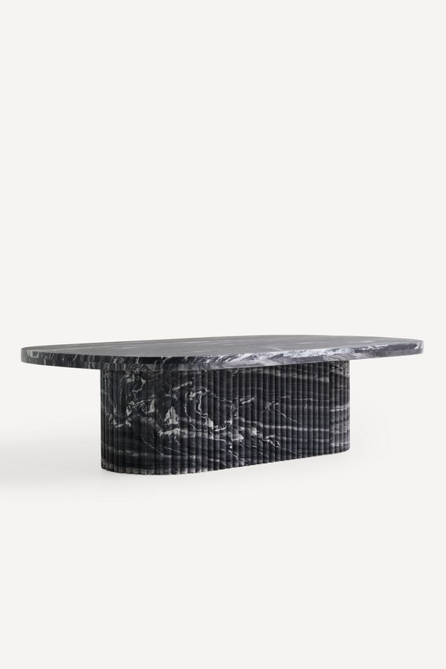 Kanta Oval 55" Fluted Marble Coffee Table #1