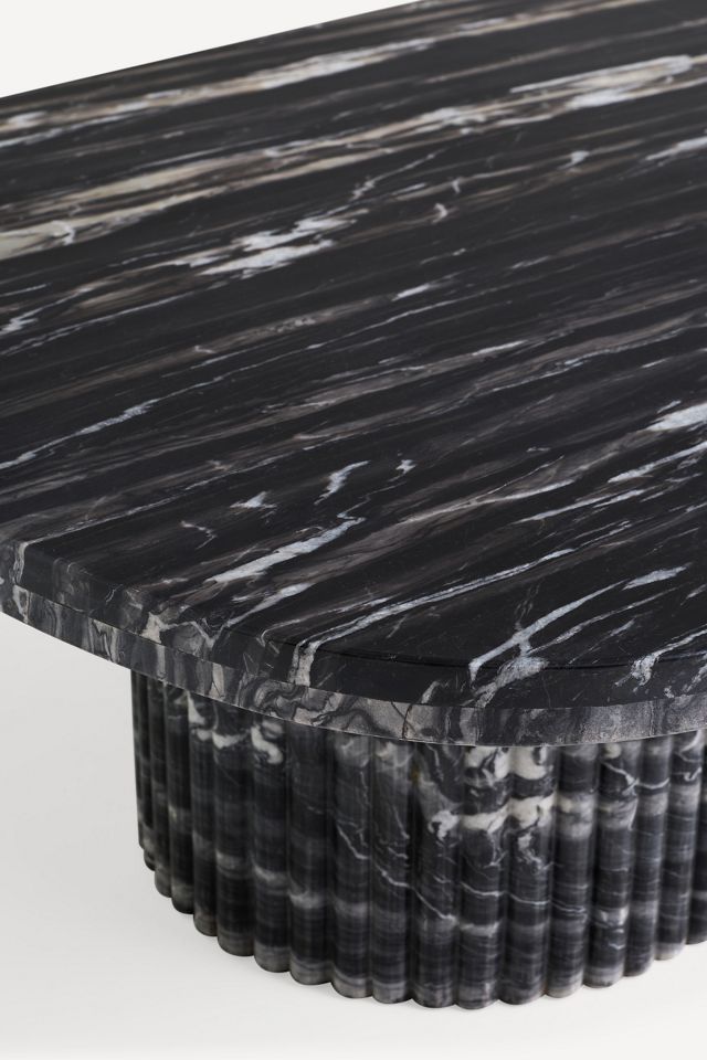 Kanta Oval 55" Fluted Marble Coffee Table #2