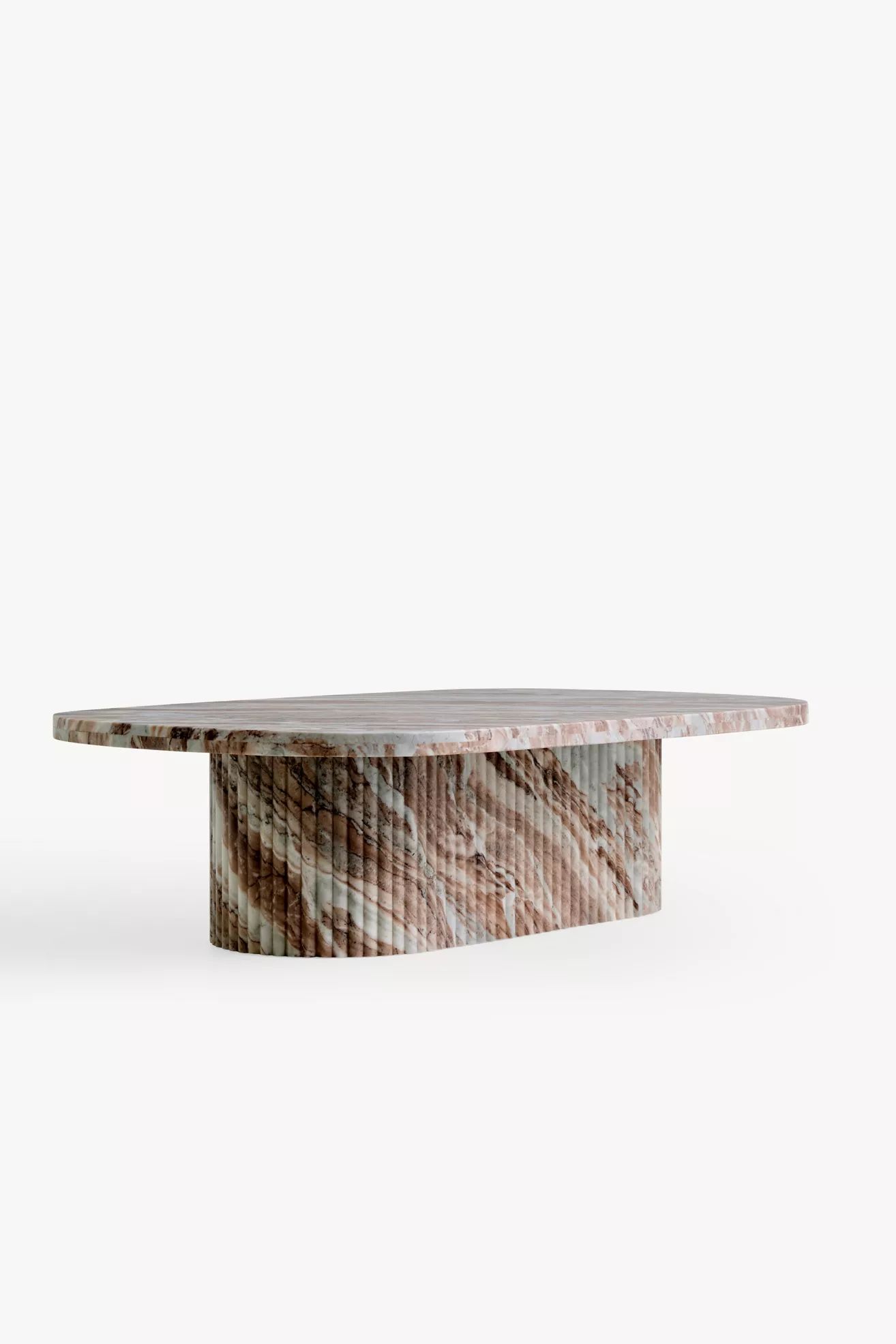 Kanta Oval 55"  Fluted Marble Coffee Table - thumbnail 10