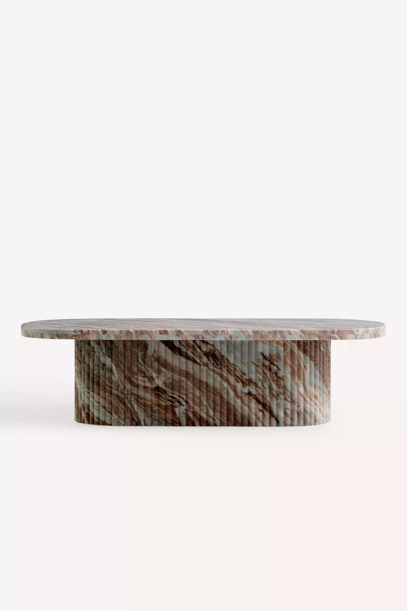 Kanta Oval 55"  Fluted Marble Coffee Table - thumbnail 9