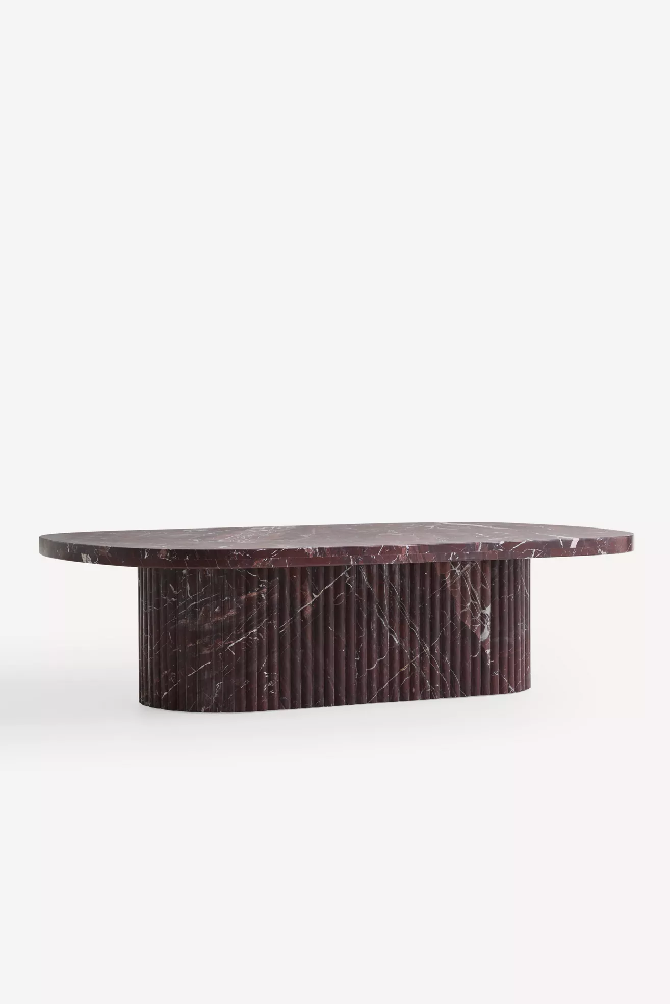 Kanta Oval 55"  Fluted Marble Coffee Table - thumbnail 3