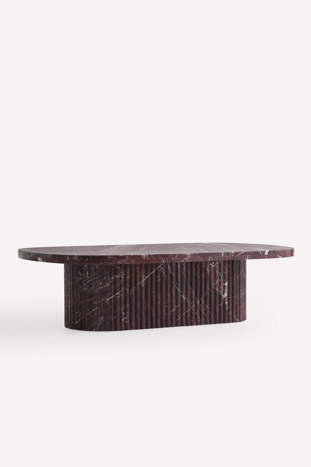 Kanta Oval 55"  Fluted Marble Coffee Table #2