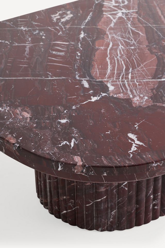 Kanta Oval 55"  Fluted Marble Coffee Table #3