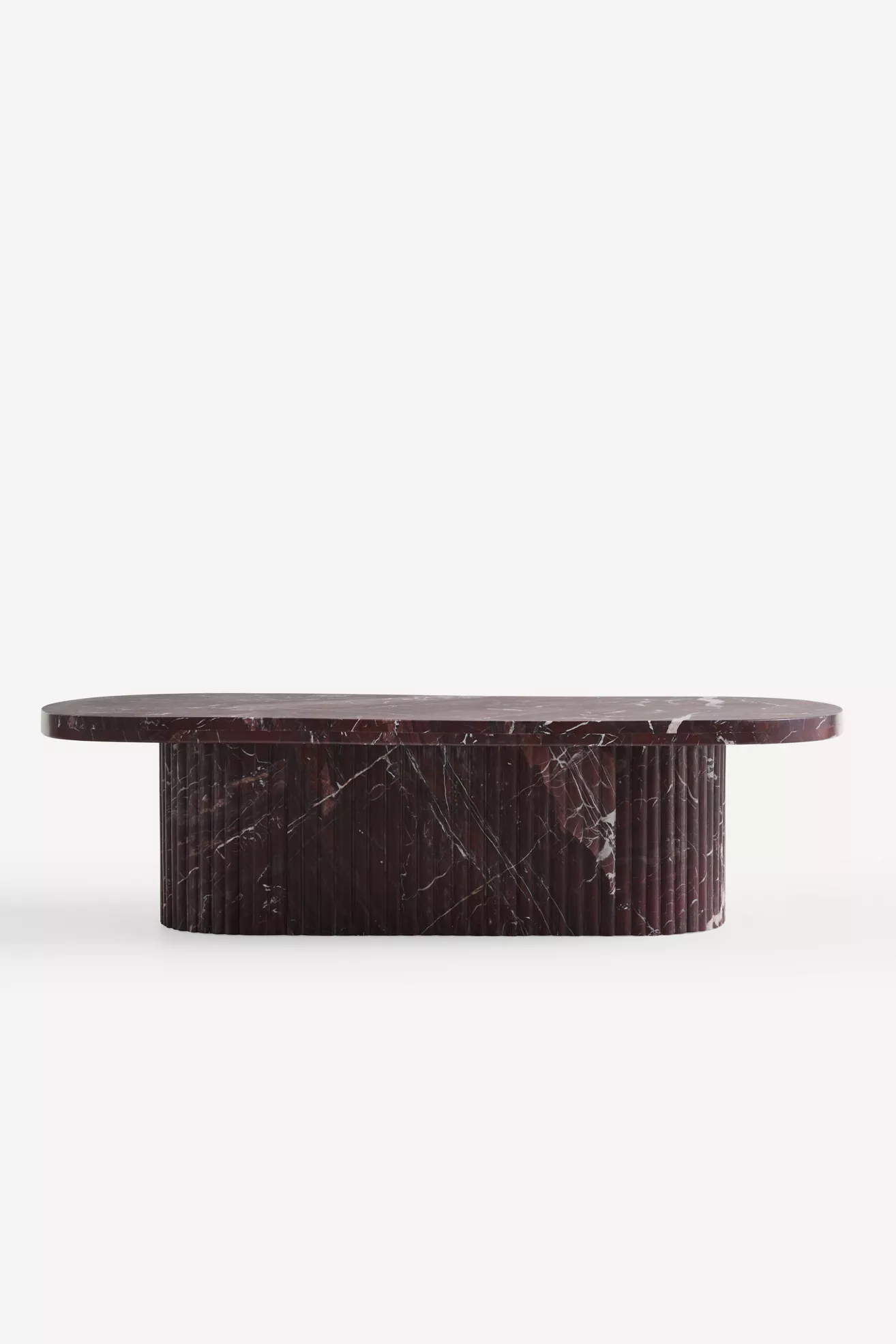 Kanta Oval 55"  Fluted Marble Coffee Table - thumbnail 2