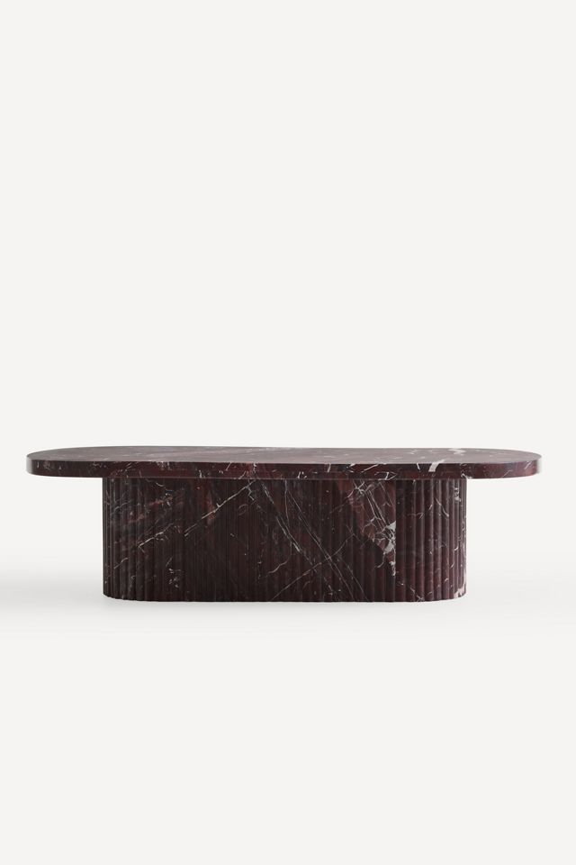 Kanta Oval 55"  Fluted Marble Coffee Table #1