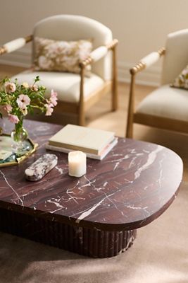 Kanta Oval 55"  Fluted Marble Coffee Table