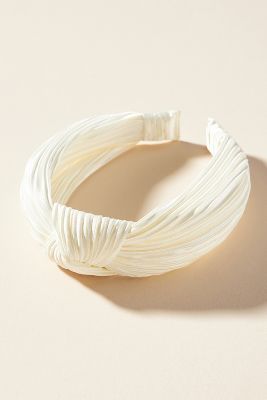 By Anthropologie Everly Pleated Knot Headband In White