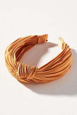 By Anthropologie Everly Pleated Knot Headband In Orange