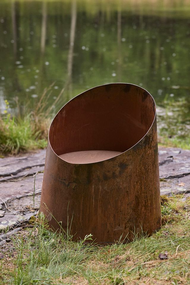 Weathering Steel Angled Cylinder Fire Pit #1