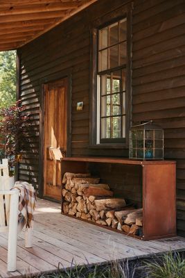 TERRAIN WEATHERING STEEL RECTANGLE LOG HOLDER 