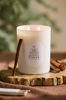 Linnea Candle, Rustic Timber