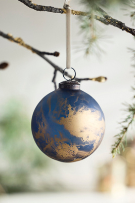 Terrain Matte Blue Marble Globe Ornament