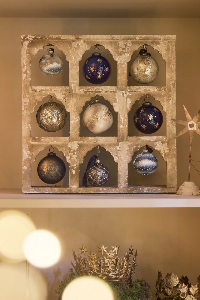 Matte Blue Marble Globe Ornament #2
