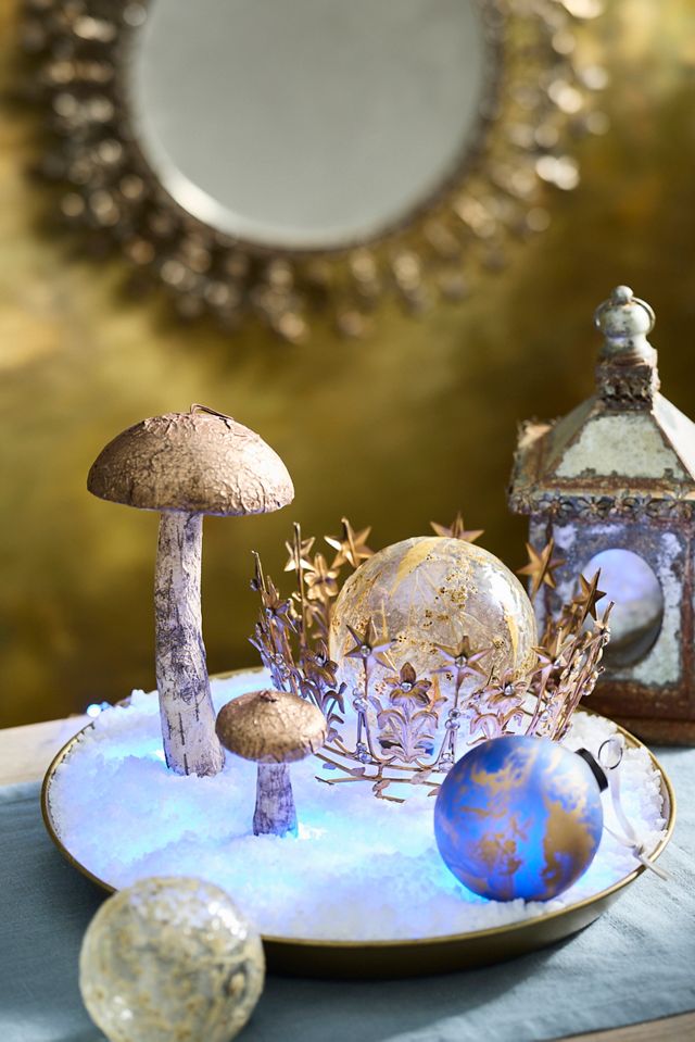 Matte Blue Marble Globe Ornament #1