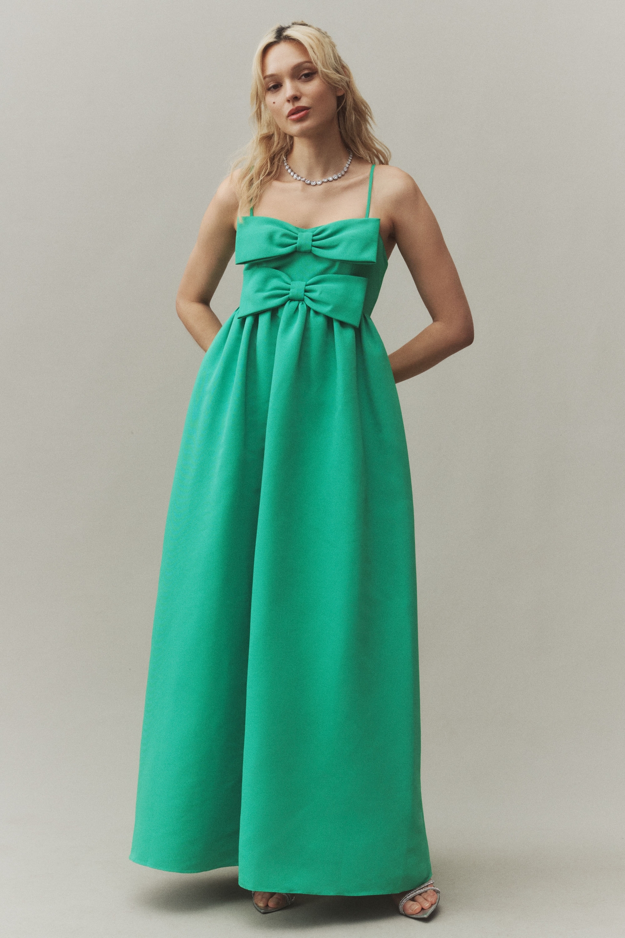 Sachin & Babi Sloane Sleeveless Double-Bow Taffeta Maxi Dress