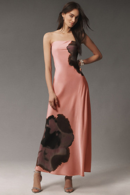 HUTCH STRAPLESS COLUMN SATIN MAXI DRESS 