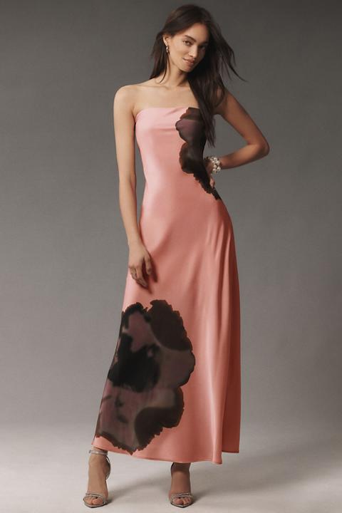 Hutch Strapless Column Satin Maxi Dress
