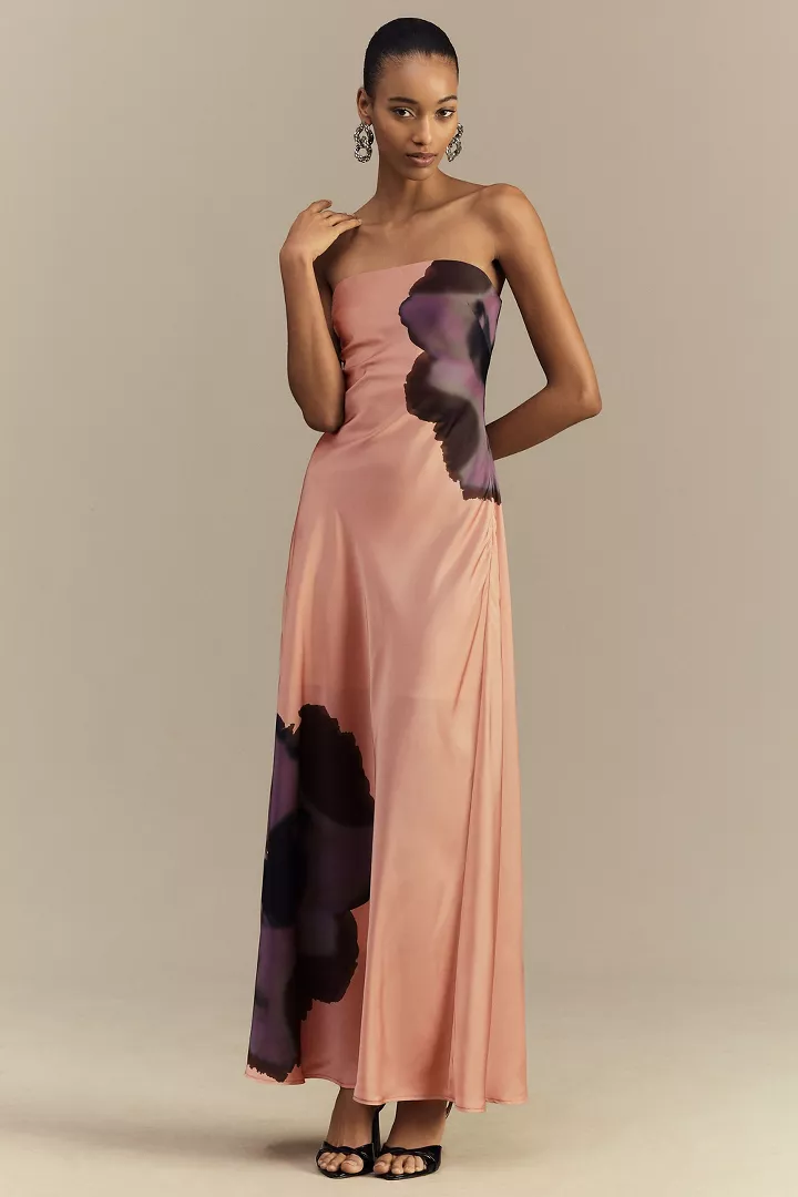 Hutch Strapless Column Satin Maxi Dress