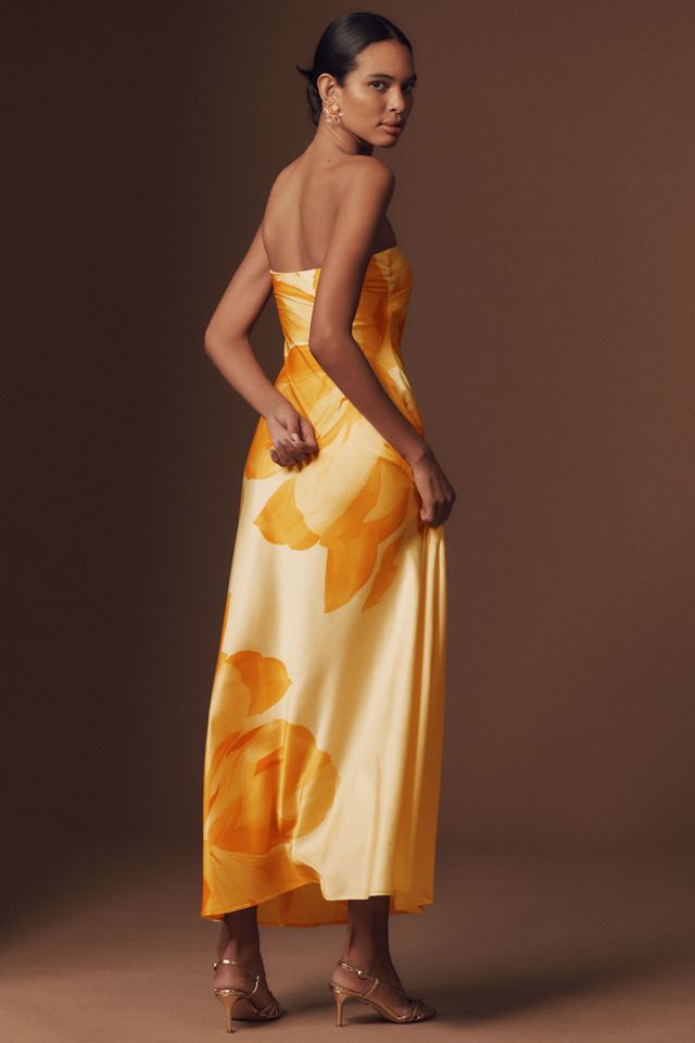 Hutch Strapless Column Satin Maxi Dress