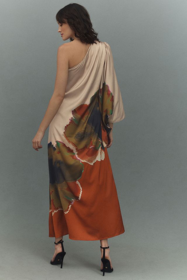Hutch One-Shoulder Column Satin Maxi Dress #1