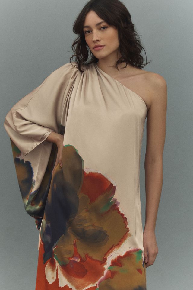 Hutch One-Shoulder Column Satin Maxi Dress #2