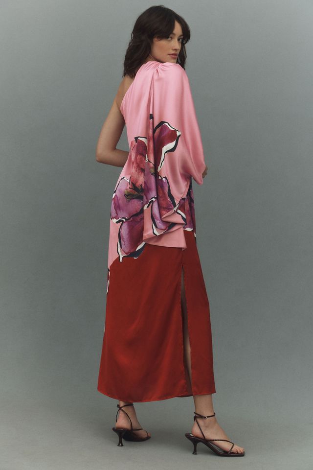 Hutch One-Shoulder Column Satin Maxi Dress #1
